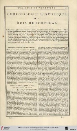 Chronologie historique des rois de Portugal