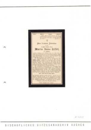 Hissel, Maria Anna geb. Dahmen