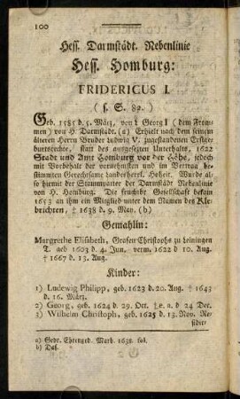 100-109, Hess. Darmstädt. Nebenlinie Hess. Homburg.