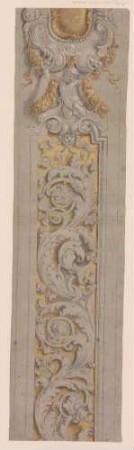 Entwurf für ein Wand- oder Deckenelement mit Arkanthusornamentik und Putte