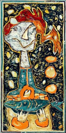 Mädchen mit blauem Fisch