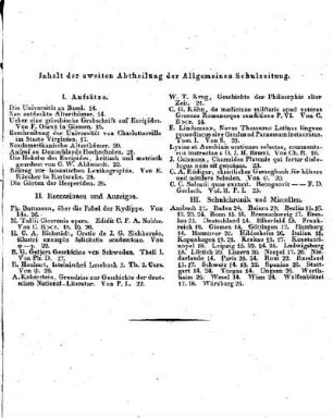 Inhaltsverzeichnis der Allgemeinen Schulzeitung : [Februar 1828, Heft 14 - 26]