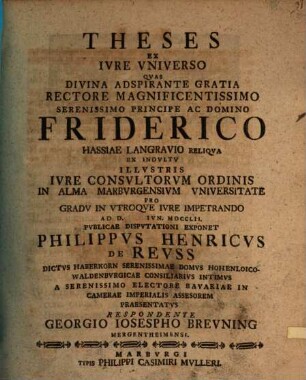 Theses Ex Ivre Vniverso