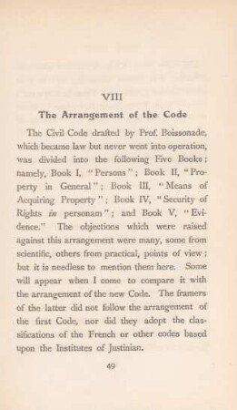 VIII. The arrangement of the code