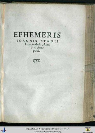 Ephemeris Ioannis Stadii […] 1566