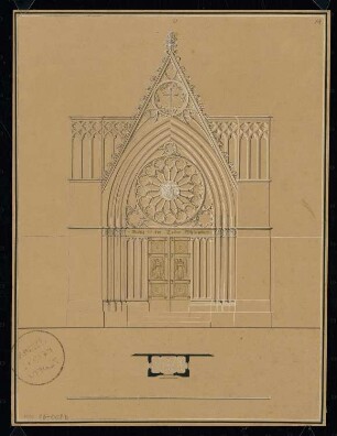 Grabdenkmal Monatskonkurrenz März 1832: Grundrissskizze, Aufriss Vorderansicht