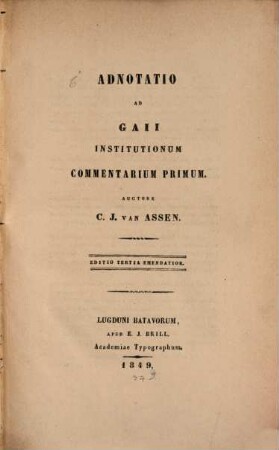 Adnotatio ad Gaji institutionum commentarium primum
