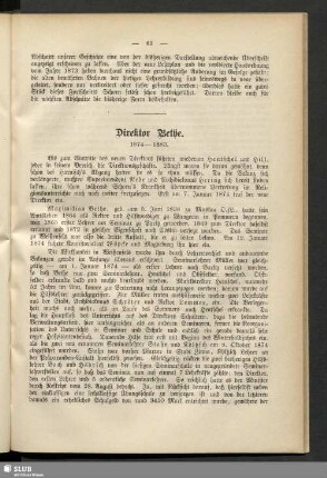 Direktor Bethe : 1874-1883