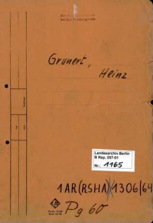 Personenheft Heinz Grunert (*26.07.1916), Polizeisekretär und SS-Untersturmführer