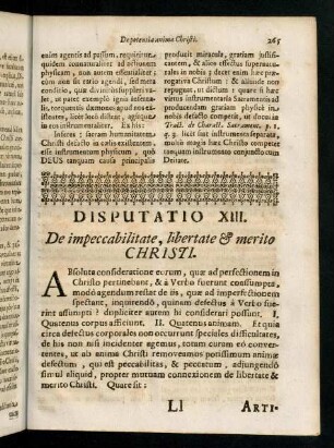 265-296, Disputatio XIII. De impeccabilitate, libertate & merito Christi.