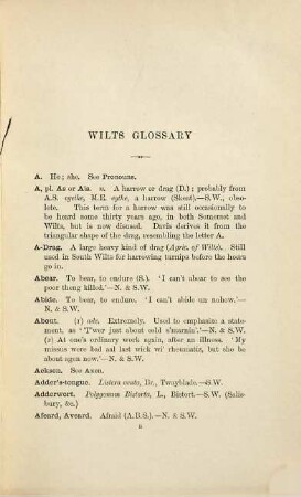 A glossary of words used in the County of Wiltshire