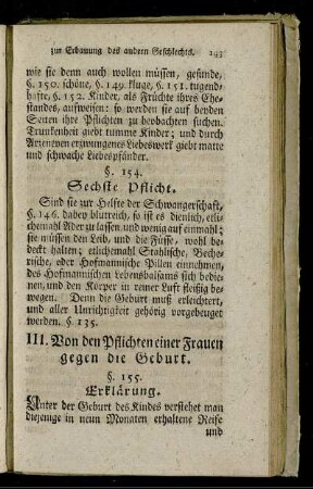III. Von den Pflichten einer Frauen gegen die Geburt.