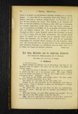 ¬Der¬ stolze Pharisäer und die bußfertige Sünderin : eine Präparation (Anschauungsstufe) für die Oberklasse