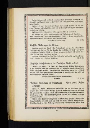 Russische Niederlage im Czirokatale. - Ueber 3000 Russen gefangen.