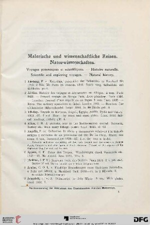 Malerische und wissenschaftliche Reisen. Naturwissenschaften (Nr. 1-167)