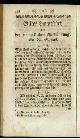 Eilftes Hauptstück, von der unmerklichen Ausdünstung, oder dem Schweis.