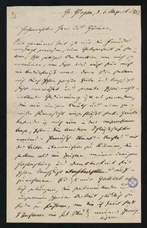 Brief vom 6. August 1863