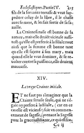 XIV. La vraye Crainte initiale