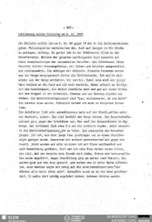 Schilderung meiner Festnahme am 8.10.1989