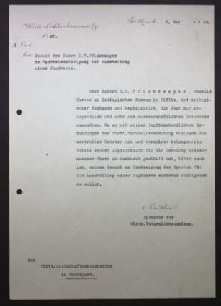 Weitere Sportelermäßigung für Eugen Wilhelm Pfizenmayer