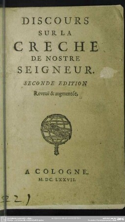 Discours sur la crêche du Nostre Seigneur