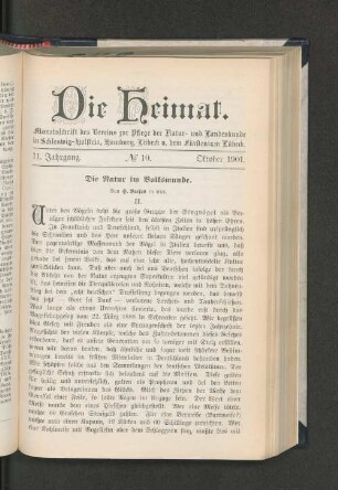 11. Jahrgang. No. 10. Oktober 1901.