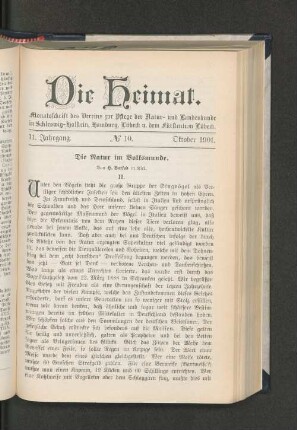 11. Jahrgang. No. 10. Oktober 1901.
