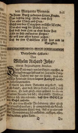 241-249, 14. Historie von Wilhelm Richard John, ... Medico