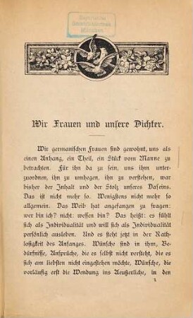 Wir Frauen und unsere Dichter