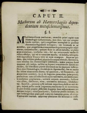 Caput II. Morborum ab Hæmorrhagiis dependentium metaschematismus.