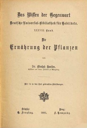 Die Ernährung der Pflanzen