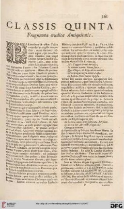 Classis quinta: Fragmenta eruditae antiquitatis