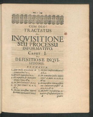 Caput I. De Definitione Inquisitionis