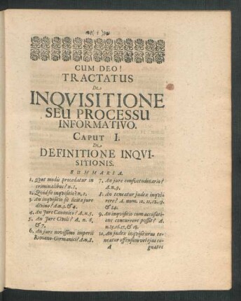 Caput I. De Definitione Inquisitionis