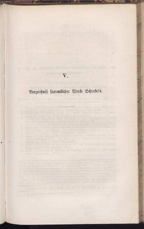 V. Verzeichniß sämmtlicher Werke Schinkel's.