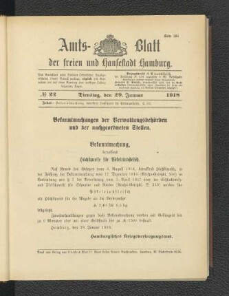 No. 22, 29. Januar 1918