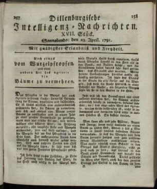XVII. Stück. Sonnabends: den 23. April. 1791.