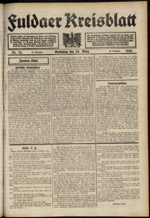 Zweite Ausgabe vom Samstag, den 29. März 1913.