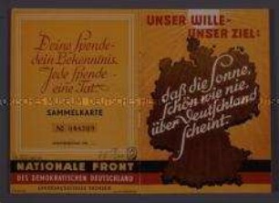 Sammelheft mit Spendenmarken der Nationalen Front