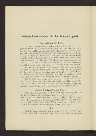 Gebrauchs-Anweisung für den Leinen-Apparat