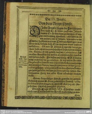 Der IX. Artickel. Von dem Ampt Christi