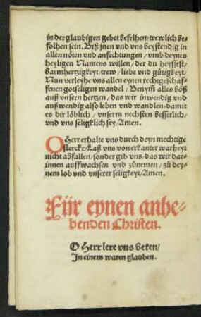 Für eynen anhebenden Christen.