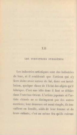 XII. Les industries indigènes
