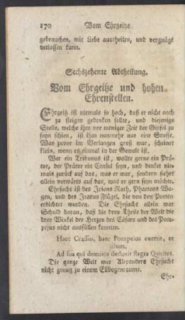 Sechszehente Abtheilung. Vom Ehrgeitze und hohen Ehrenstellen