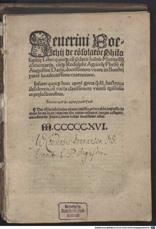 De consolatione Philosophie libri quinque