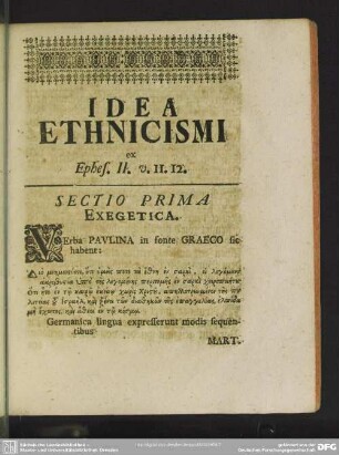 Sectio Prima Exegetica