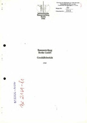 Geschäftsbericht: Bauausstellung Berlin GmbH 1980