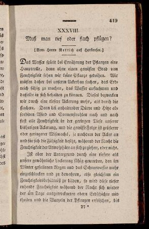 XXXVIII. Muß man tief oder flach pflügen?