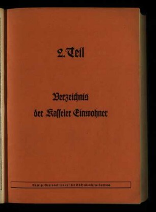Verzeichnis der Kasseler Einwohner