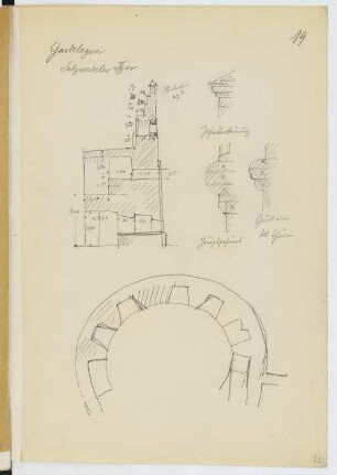 Salzwedeler Tor, Gardelegen: Grundriss, Details (aus: Skizzen- und Fotoalbum 28)